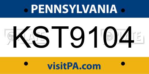 KST9104 Pennsylvania License Plate