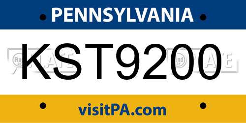 KST9200 Pennsylvania License Plate