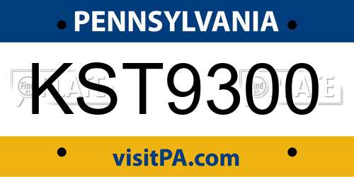 KST9300 Pennsylvania License Plate
