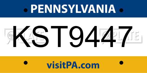 KST9447 Pennsylvania License Plate