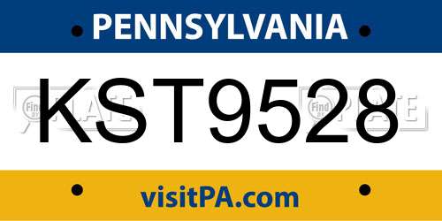 KST9528 Pennsylvania License Plate
