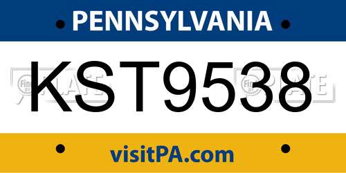KST9538 Pennsylvania License Plate