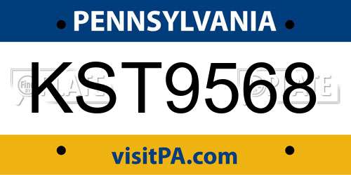KST9568 Pennsylvania License Plate