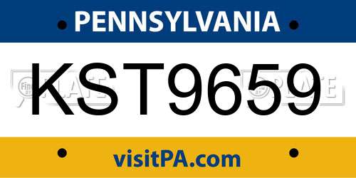KST9659 Pennsylvania License Plate