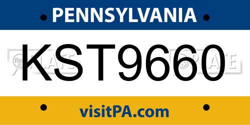 KST9660 Pennsylvania License Plate