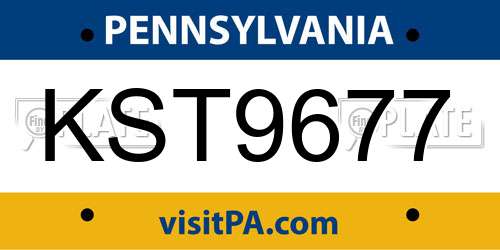 KST9677 Pennsylvania License Plate