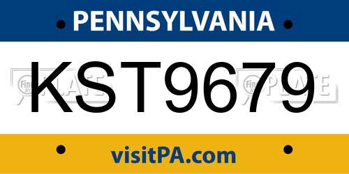 KST9679 Pennsylvania License Plate