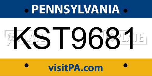 KST9681 Pennsylvania License Plate