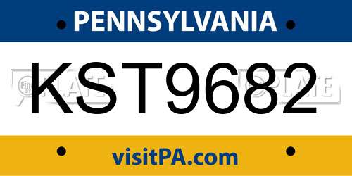 KST9682 Pennsylvania License Plate
