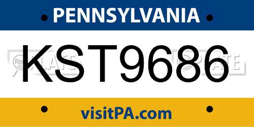 KST9686 Pennsylvania License Plate