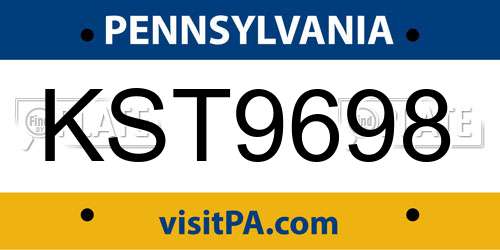 KST9698 Pennsylvania License Plate