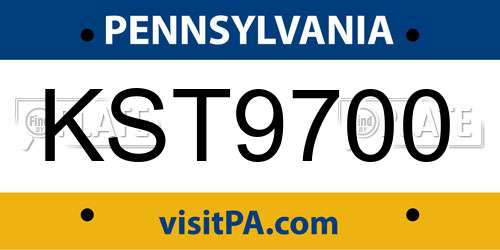 KST9700 Pennsylvania License Plate