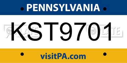 KST9701 Pennsylvania License Plate