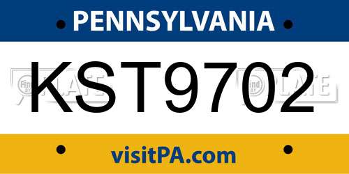 KST9702 Pennsylvania License Plate