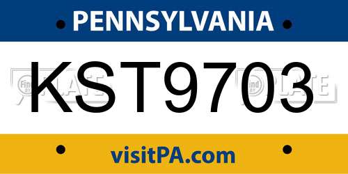 KST9703 Pennsylvania License Plate