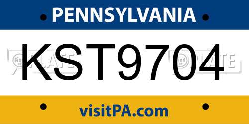 KST9704 Pennsylvania License Plate