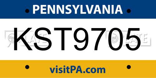 KST9705 Pennsylvania License Plate