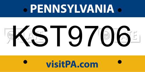 KST9706 Pennsylvania License Plate
