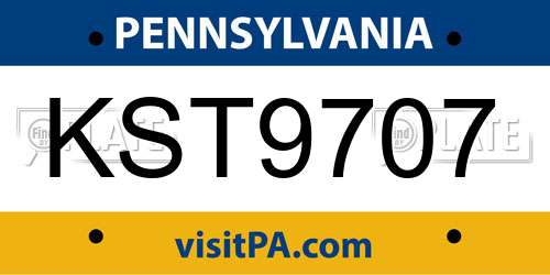KST9707 Pennsylvania License Plate