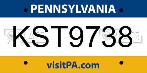KST9738 Pennsylvania License Plate