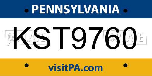 KST9760 Pennsylvania License Plate