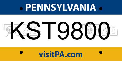 KST9800 Pennsylvania License Plate