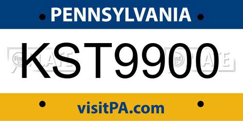 KST9900 Pennsylvania License Plate