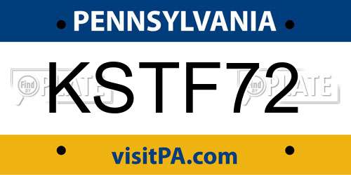 KSTF72 Pennsylvania License Plate
