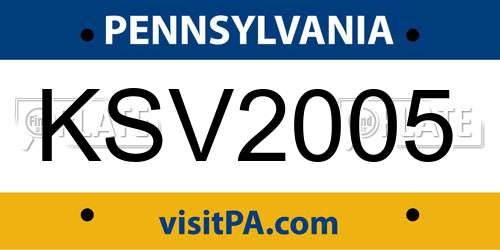 KSV2005 Pennsylvania License Plate