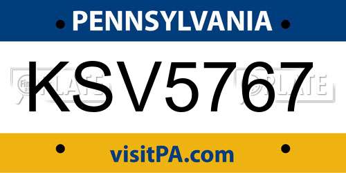 KSV5767 Pennsylvania License Plate