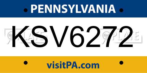 KSV6272 Pennsylvania License Plate