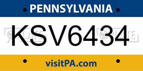 KSV6434 Pennsylvania License Plate