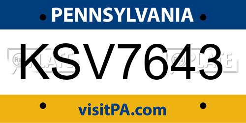 KSV7643 Pennsylvania License Plate