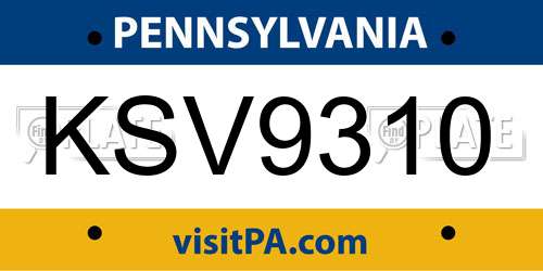 KSV9310 Pennsylvania License Plate