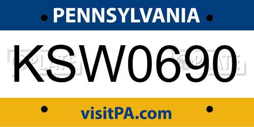 KSW0690 Pennsylvania License Plate