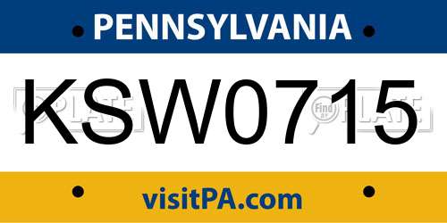 KSW0715 Pennsylvania License Plate