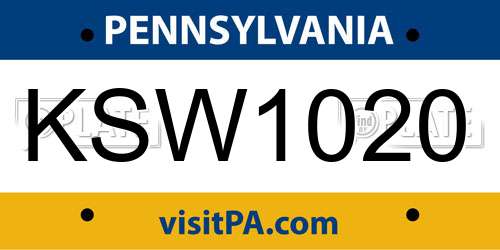 KSW1020 Pennsylvania License Plate