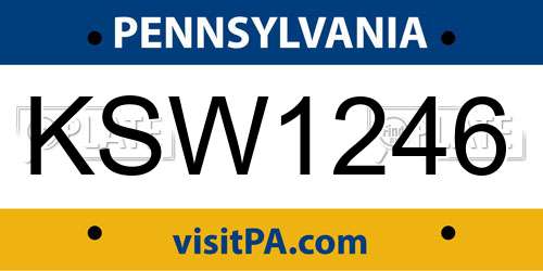 KSW1246 Pennsylvania License Plate
