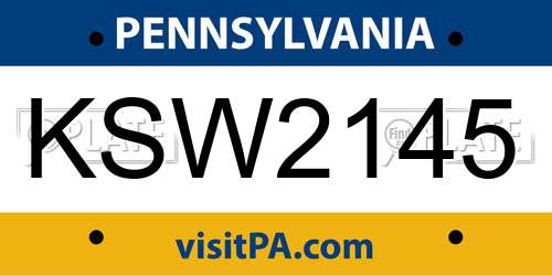 KSW2145 Pennsylvania License Plate