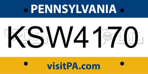 KSW4170 Pennsylvania License Plate