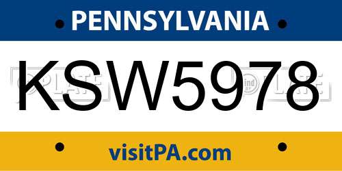 KSW5978 Pennsylvania License Plate