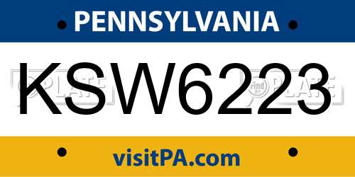 KSW6223 Pennsylvania License Plate