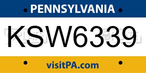 KSW6339 Pennsylvania License Plate
