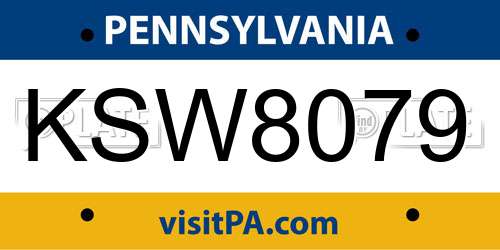 KSW8079 Pennsylvania License Plate