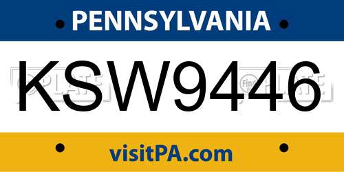 KSW9446 Pennsylvania License Plate