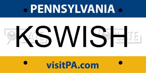 KSWISH Pennsylvania License Plate
