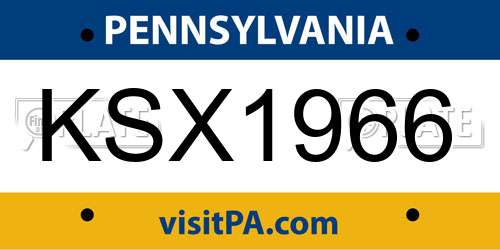 KSX1966 Pennsylvania License Plate