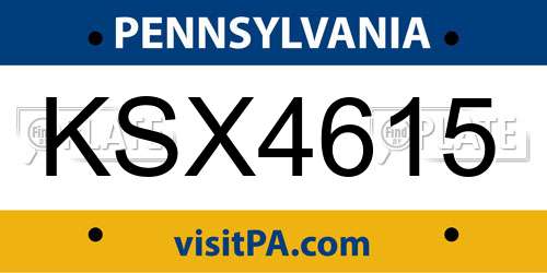 KSX4615 Pennsylvania License Plate