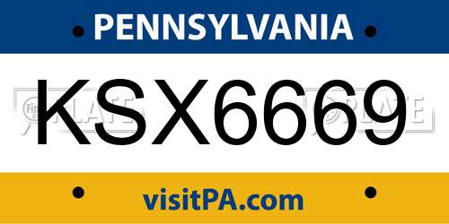 KSX6669 Pennsylvania License Plate