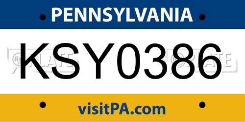 KSY0386 Pennsylvania License Plate